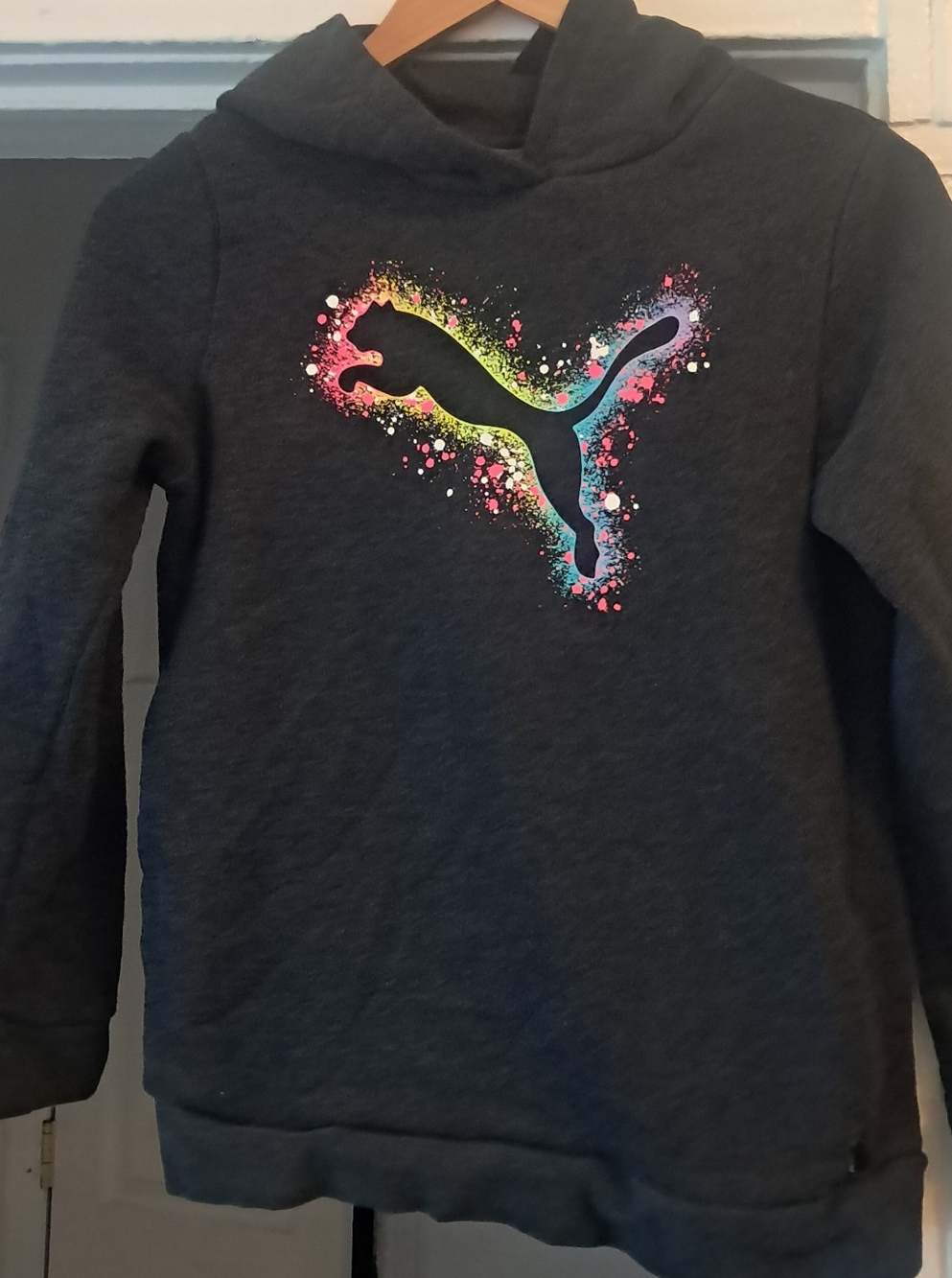 Girls Soft Dark Gray Puma Hoodie